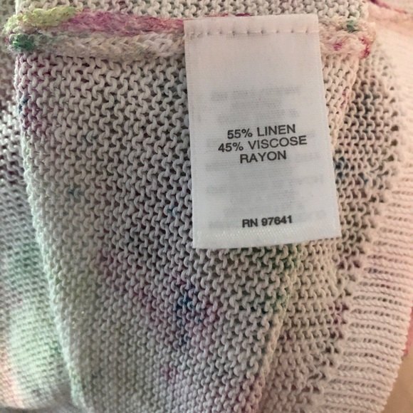 J. Jill Sweater Womens Medium Pink Floral Linen Blend Lightweight 3/4 Sleeves - Picture 9 of 11